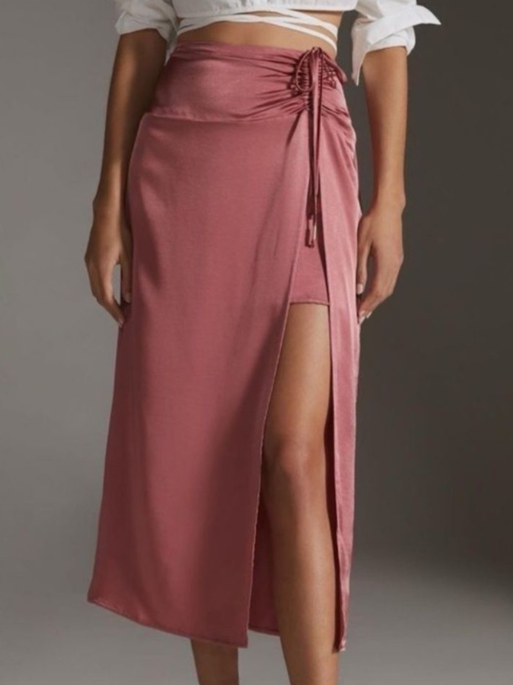 Anthropologie Ruched Midi Skirt